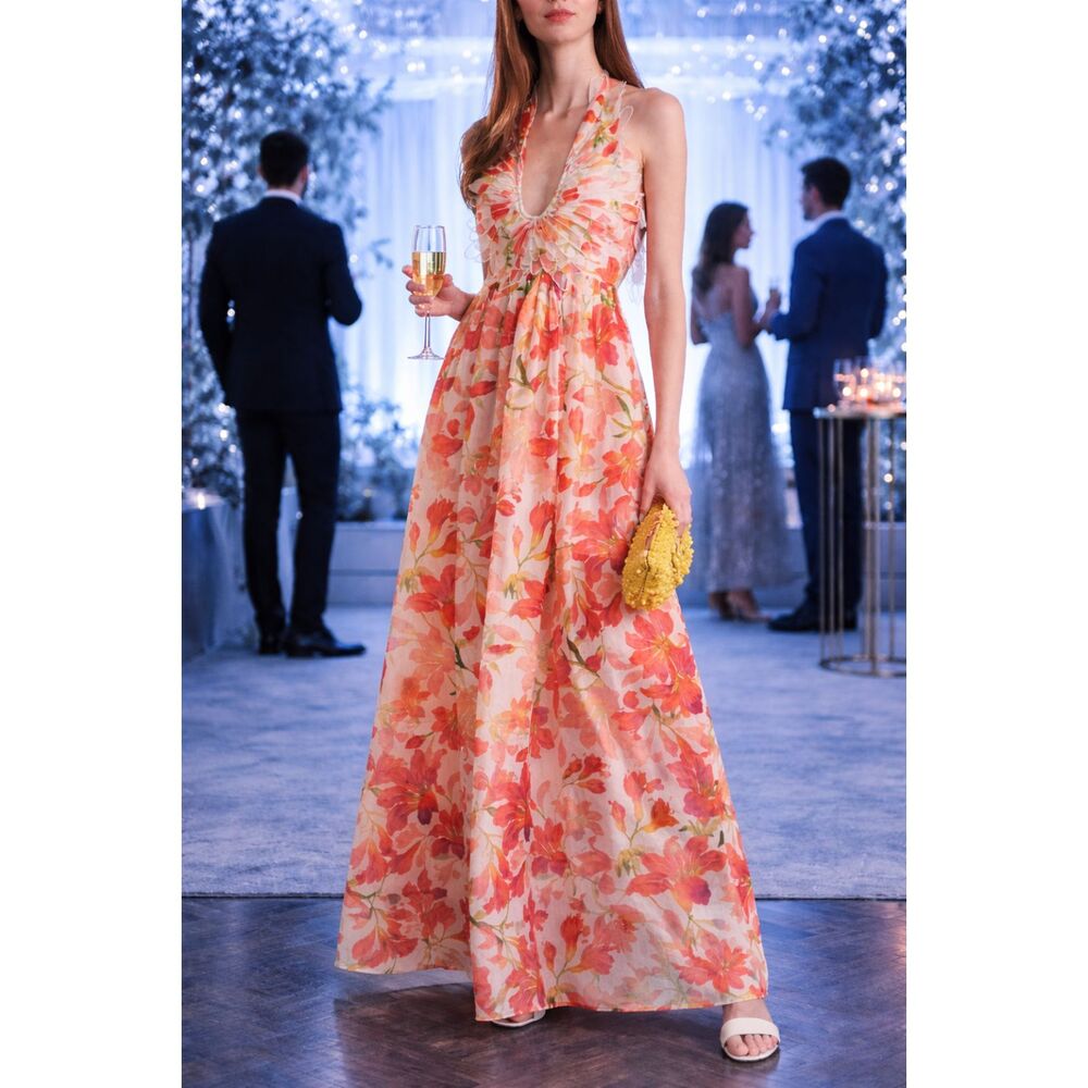 Worn once. Zimmermann  halterneck gown AU 0, US 4